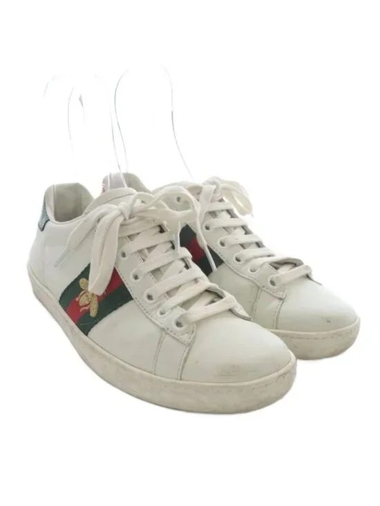 Gucci Ace Embroidered Sneakers Low Cut Leather 35 White - Picture 8 of 9